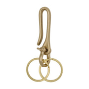 Solid Brass Keychain Clip with Double Key Rings – Heavy Duty Gold Key Holder Hook
